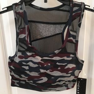 New JessicaSimpson Racerback Camo Sports Bra Sz XS